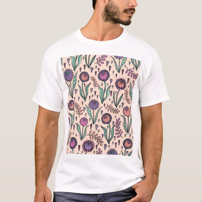 Retro 60s Floral: Home Decor Pattern T-Shirt (Front)