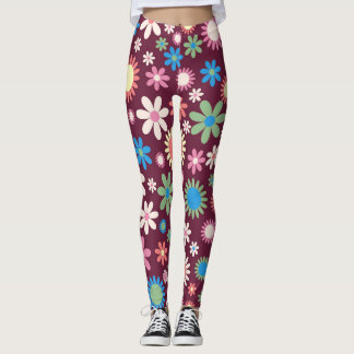 Retro 60s Flower Pattern Leggings