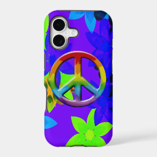 Retro 60's Flower Power Peace Sign Art iPhone Case