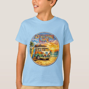 Retro 60s Hippie Beach Sunset Adventure Life Boys T-Shirt