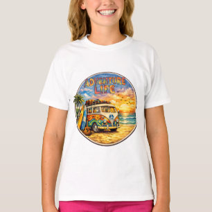Retro 60s Hippie Beach Sunset Adventure Life Girls T-Shirt