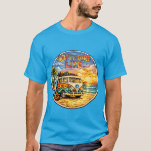 Retro 60s Hippie Beach Sunset   Adventure Van Life T-Shirt