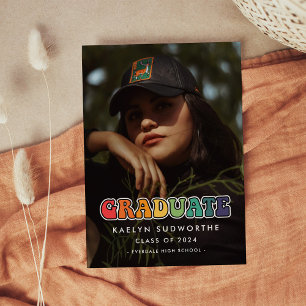 Retro 60s hippie fun Graduation photo Announcement