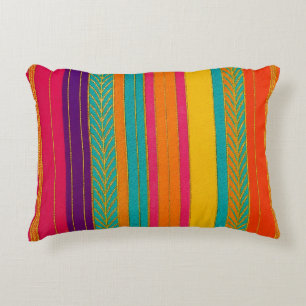 Retro 60s MOD Bright Stripes Decorative Cushion