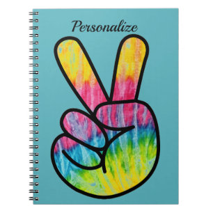 Retro 60s Peace Sign Fun Personalise Notebook