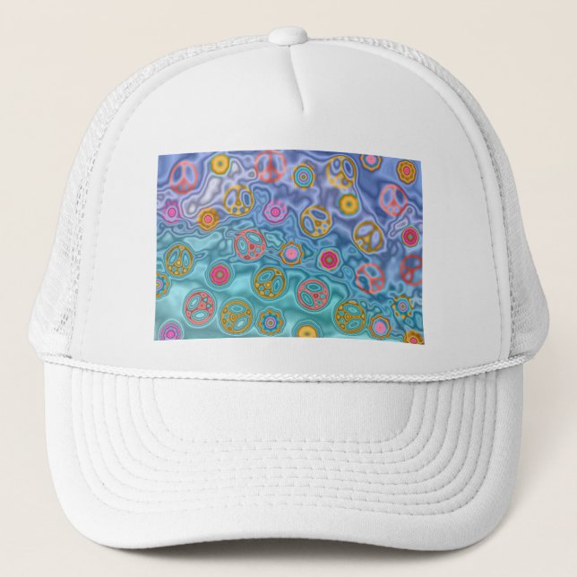 Retro 60s Peaceful Ocean Waves Apparel Gifts Trucker Hat (Front)