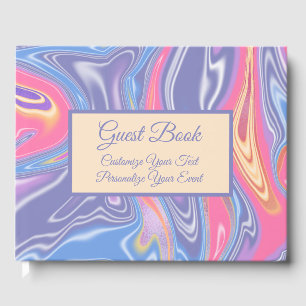 Retro 60s Psychedelic Abstract Pastel Pattern Guest Book