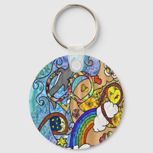 Retro 60s Psychedelic At The Beach Gifts Apparel Key Ring
