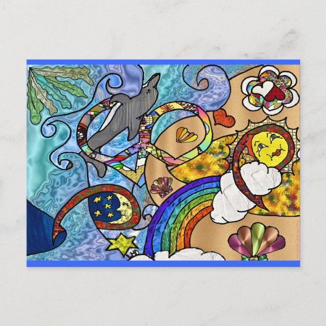 Retro 60s Psychedelic At The Beach Gifts Apparel Postcard (Front)