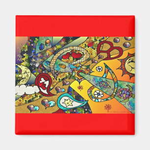 Retro 60s Psychedelic Cycle Of Life Gifts Apparel Magnet