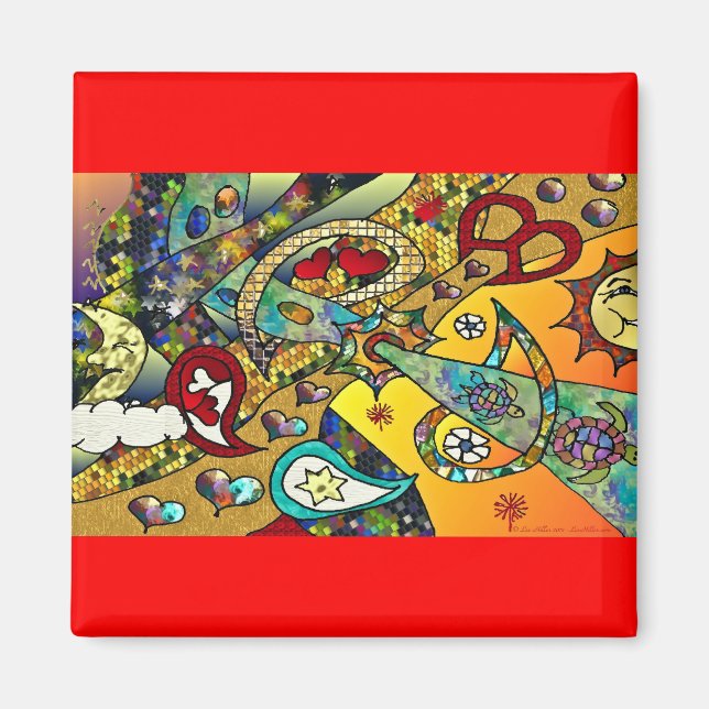 Retro 60s Psychedelic Cycle Of Life Gifts Apparel Magnet (Front)