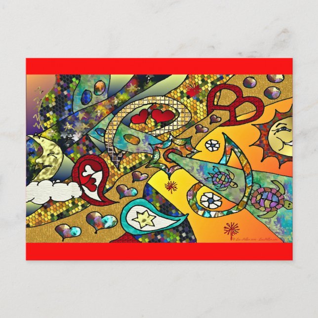 Retro 60s Psychedelic Cycle Of Life Gifts Apparel Postcard (Front)