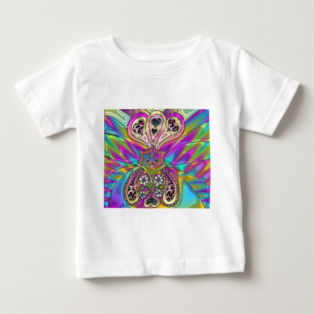 Retro 60s Psychedelic Hearts Flowers Gifts Apparel Baby T-Shirt (Front)