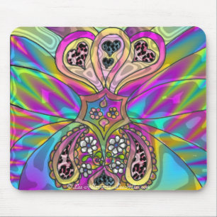 Retro 60s Psychedelic Hearts Flowers Gifts Apparel Mouse Pad