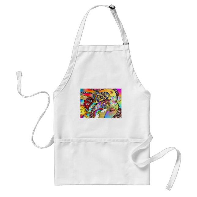 Retro 60s Psychedelic Hearts Paisley Gifts Apparel Standard Apron (Front)