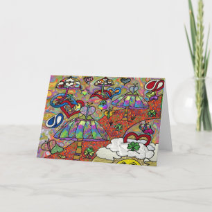 Retro 60s Psychedelic Magic Mushroom Greeting Card