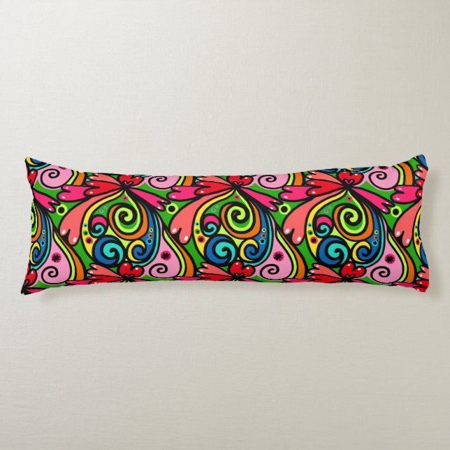 Retro 60s Psychedelic Pattern Body Cushion (Front)