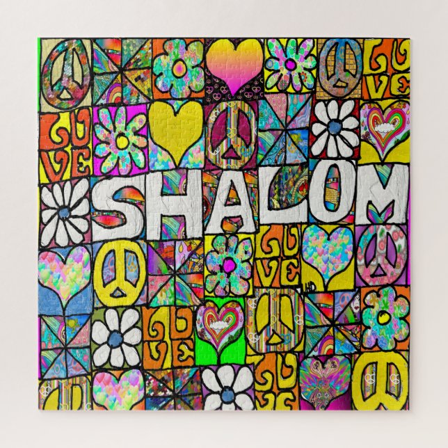 Retro 60s Psychedelic Shalom LOVE Jigsaw Puzzle (Vertical)