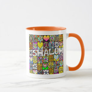 Retro 60s Psychedelic Shalom LOVE Mug