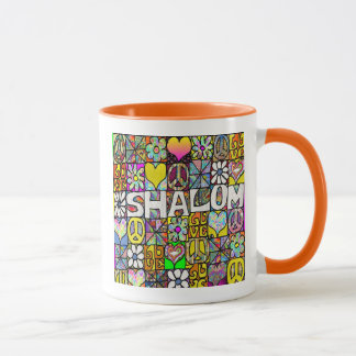 Retro 60s Psychedelic Shalom LOVE Mug