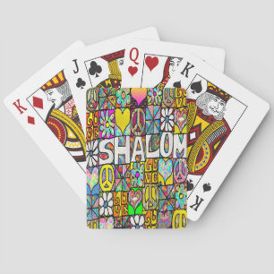 Retro 60s Psychedelic Shalom LOVE Playing Cards