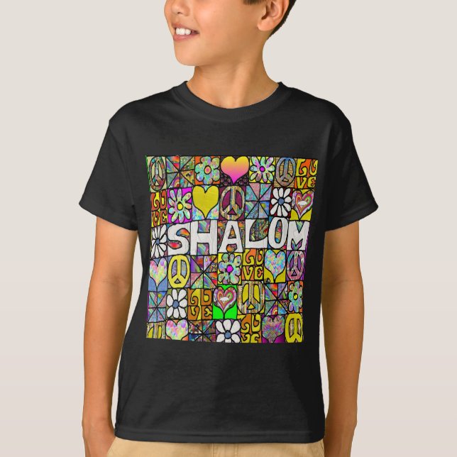Retro 60s Psychedelic Shalom LOVE T-Shirt (Front)