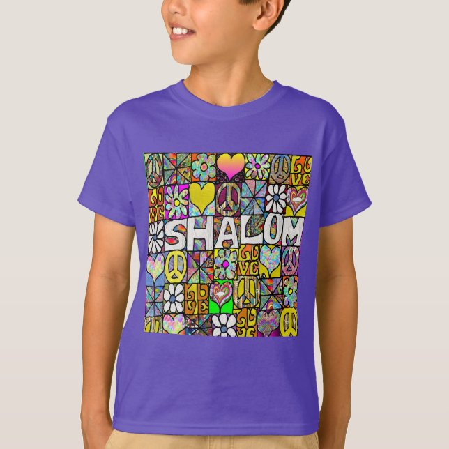 Retro 60s Psychedelic Shalom LOVE T-Shirt (Front)