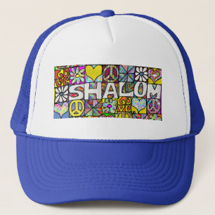 Retro 60s Psychedelic Shalom LOVE Trucker Hat