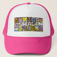 Retro 60s Psychedelic Shalom LOVE Trucker Hat