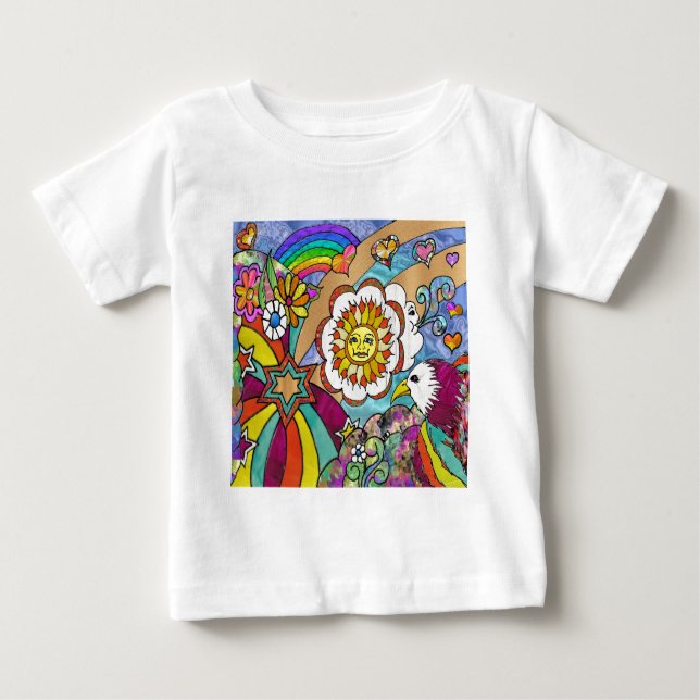 Retro 60s Psychedelic Sunshine Eagle Apparel Gifts Baby T-Shirt (Front)