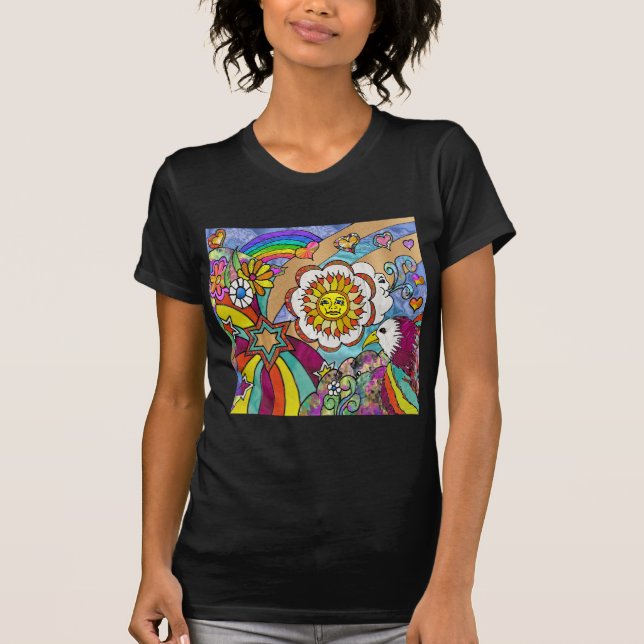 Retro 60s Psychedelic Sunshine Eagle Apparel Gifts T-Shirt (Front)