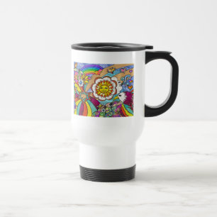 Retro 60s Psychedelic Sunshine Eagle Apparel Gifts Travel Mug
