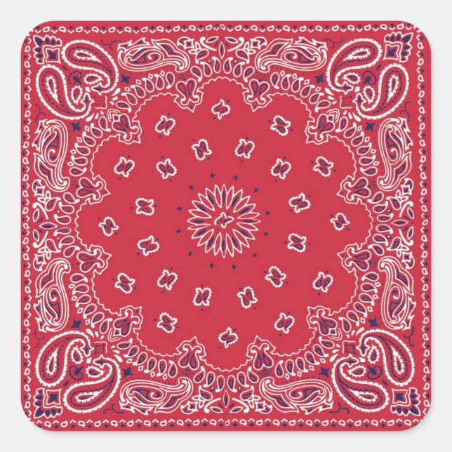 Retro 60s Red Bandanna Square Sticker (Front)