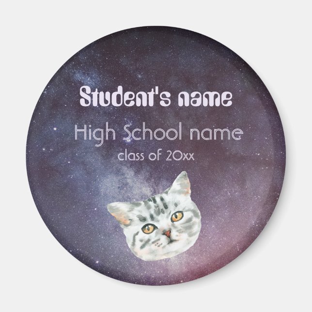 Retro 60s space galaxy graduation magnet (Front)