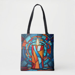 Retro 60s Stained Glass Candle Tote Bag