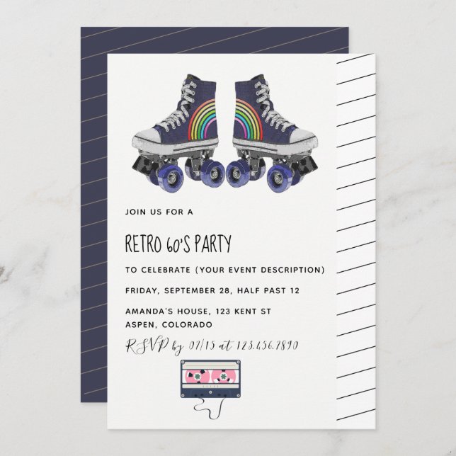 Retro 60's Theme Party Invitation (Front/Back)