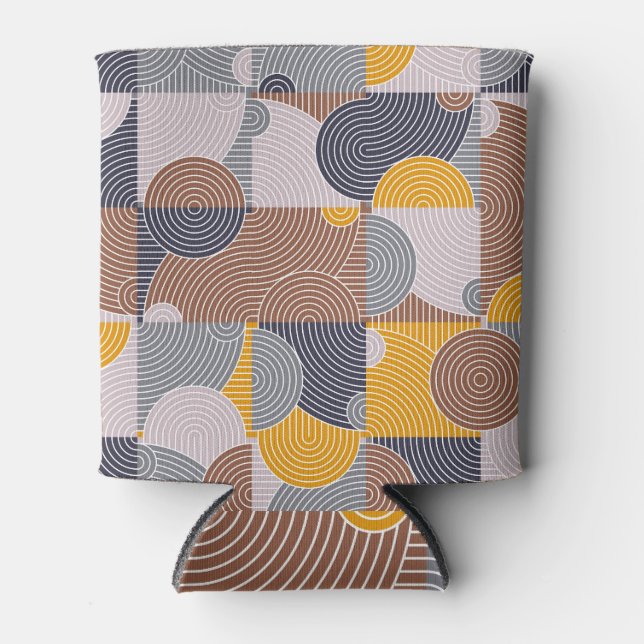 Retro 60s Tiles: Colourful Geometric Pattern Can Cooler (Front)
