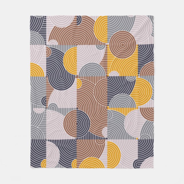 Retro 60s Tiles: Colourful Geometric Pattern Fleece Blanket (Front)