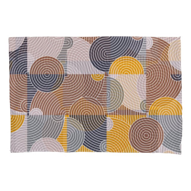 Retro 60s Tiles: Colourful Geometric Pattern Pillowcase (Front)