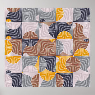 Retro 60s Tiles: Colourful Geometric Pattern Poster
