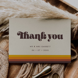 Retro 60s vintage colors wedding Thank You card