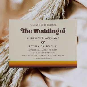 Retro 60s vintage colours wedding invitation