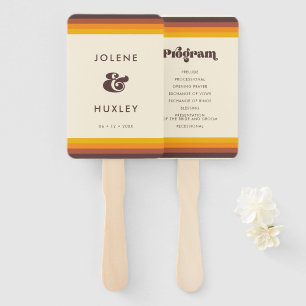 Retro 60s vintage colours wedding program hand fan