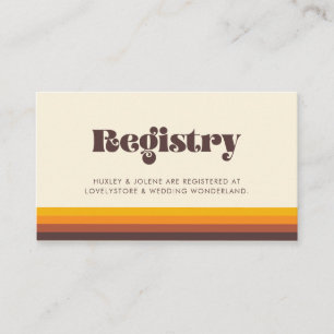 Retro 60s vintage colours wedding registry card