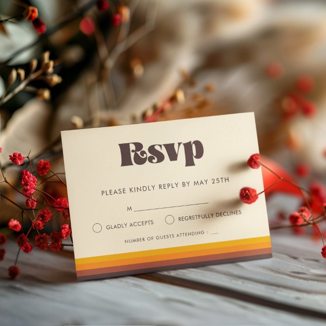 Retro 60s vintage colours wedding RSVP card (Creator Uploaded)