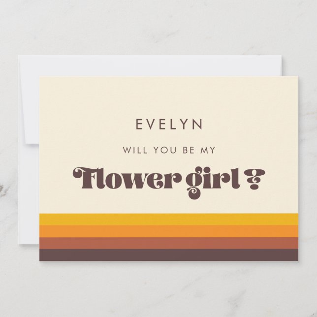 Retro 60s Vintage Flower Girl Proposal Card (Front)