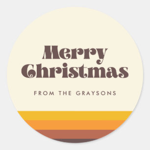 Retro 60s vintage Merry Christmas Classic Round Sticker