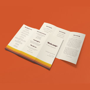 Retro 60s Vintage Trifold Wedding Program Flyer