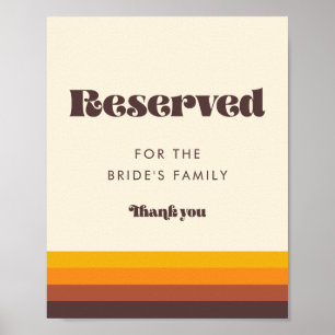 Retro 60s Vintage Wedding Reserved Sign