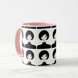 Retro 60's Vintage Woman: Nostalgic Mug